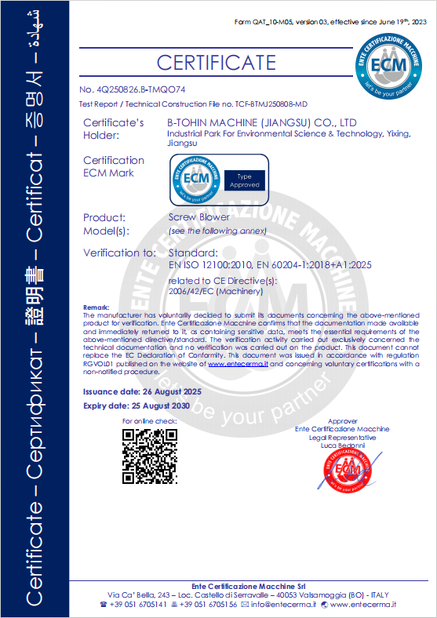 CINA B-Tohin Machine (Jiangsu) Co., Ltd. Sertifikasi
